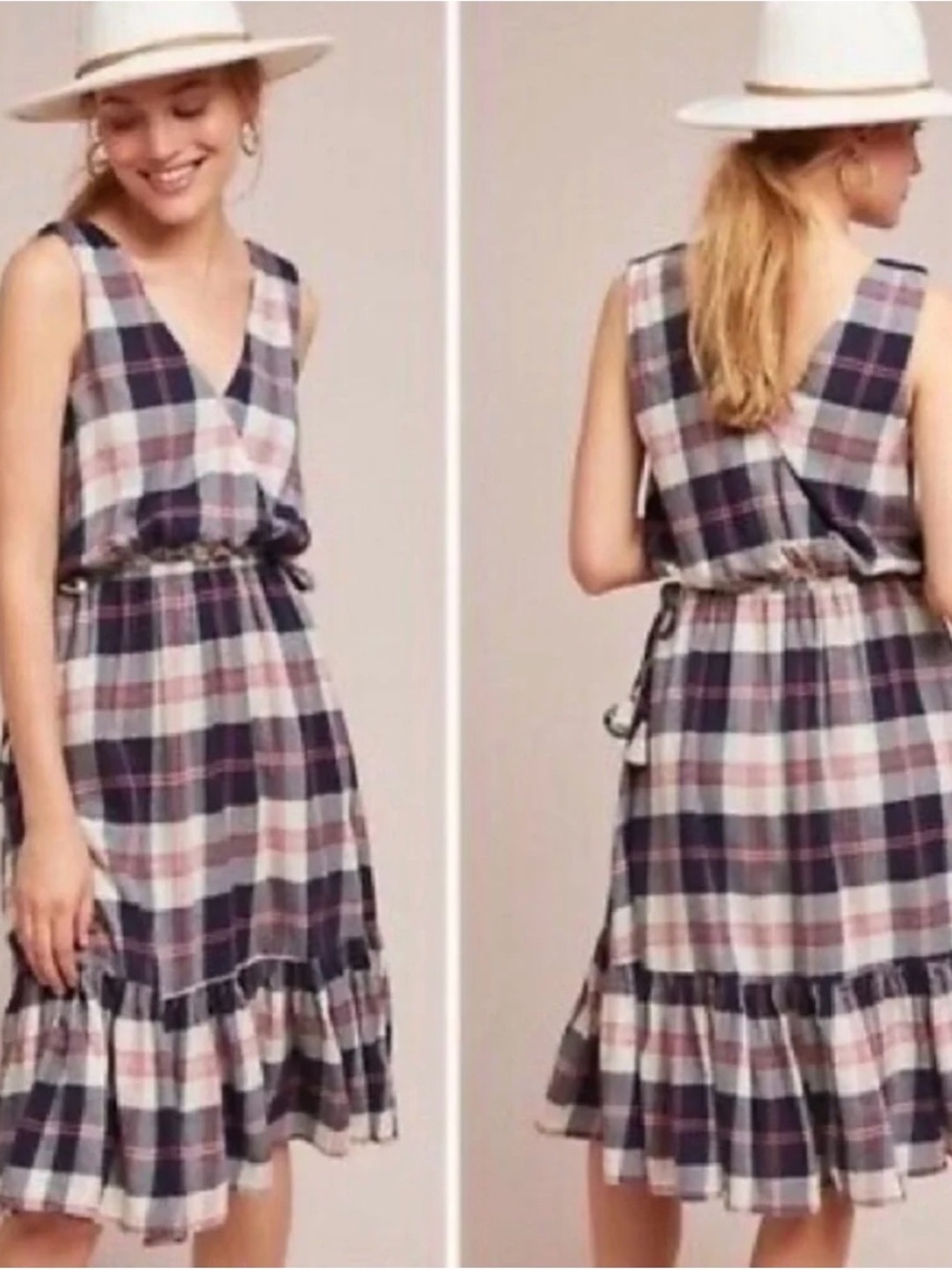 Isabella Sinclair Anthropologie Dickens Plaid Sleeveless Midi Dress